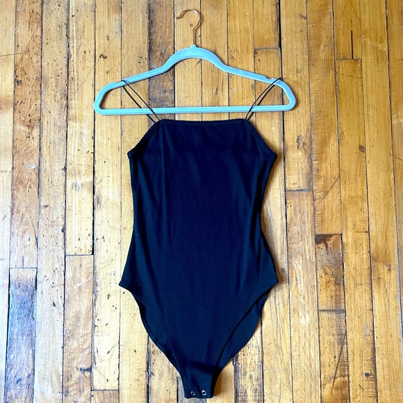 wild fable Tops - Wild Fable black bodysuit with thin straps, ribbed. Size Small.